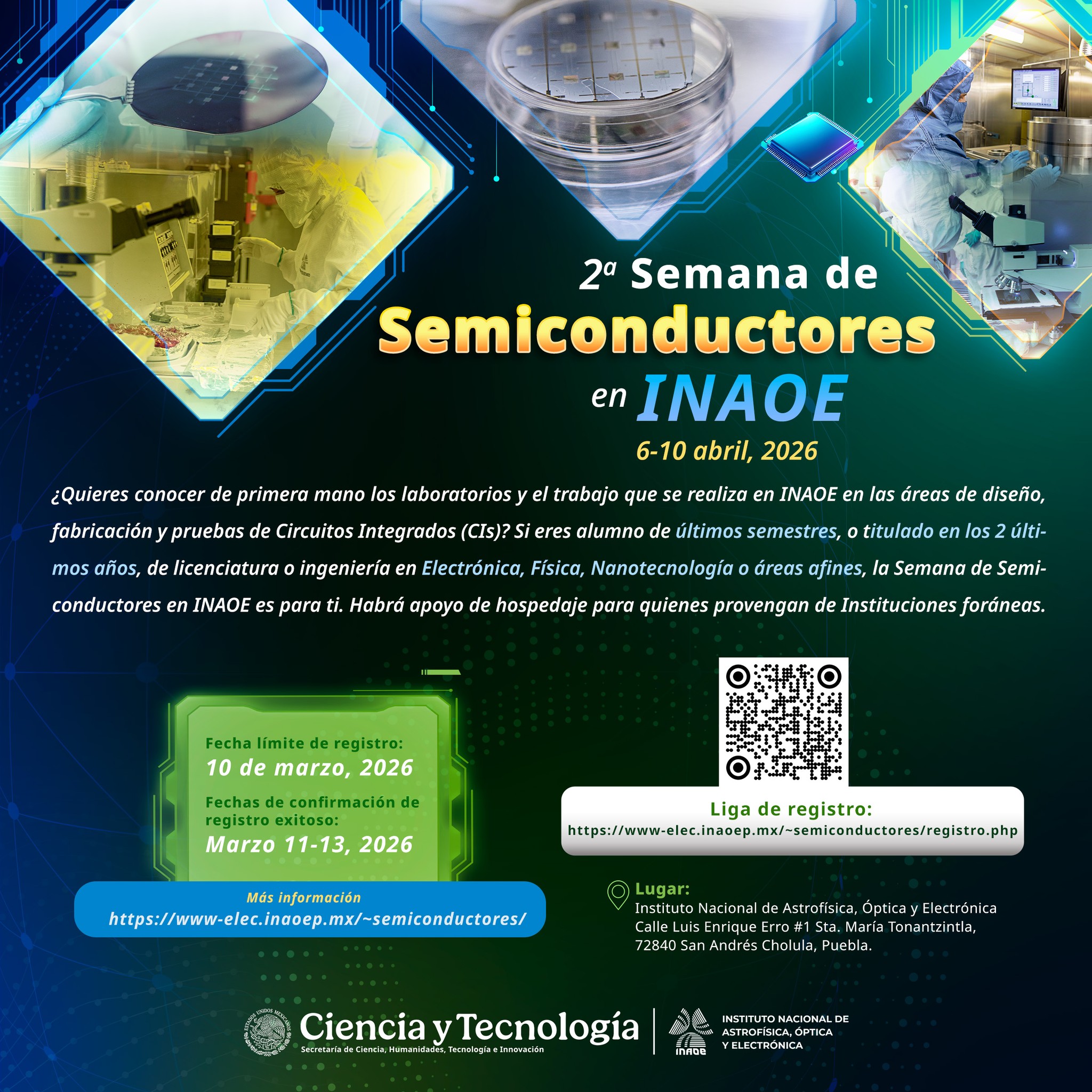 Del 6 al 10 de abril, Segunda Semana de Semiconductores del INAOE