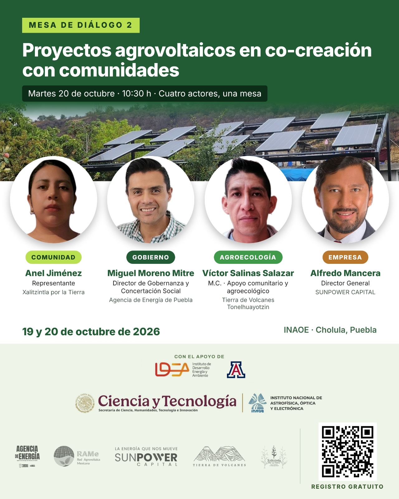 Convocan al encuentro “Innovación agrovoltaica para la resiliencia territorial”, el 19 y 20 de octubre en el INAOE