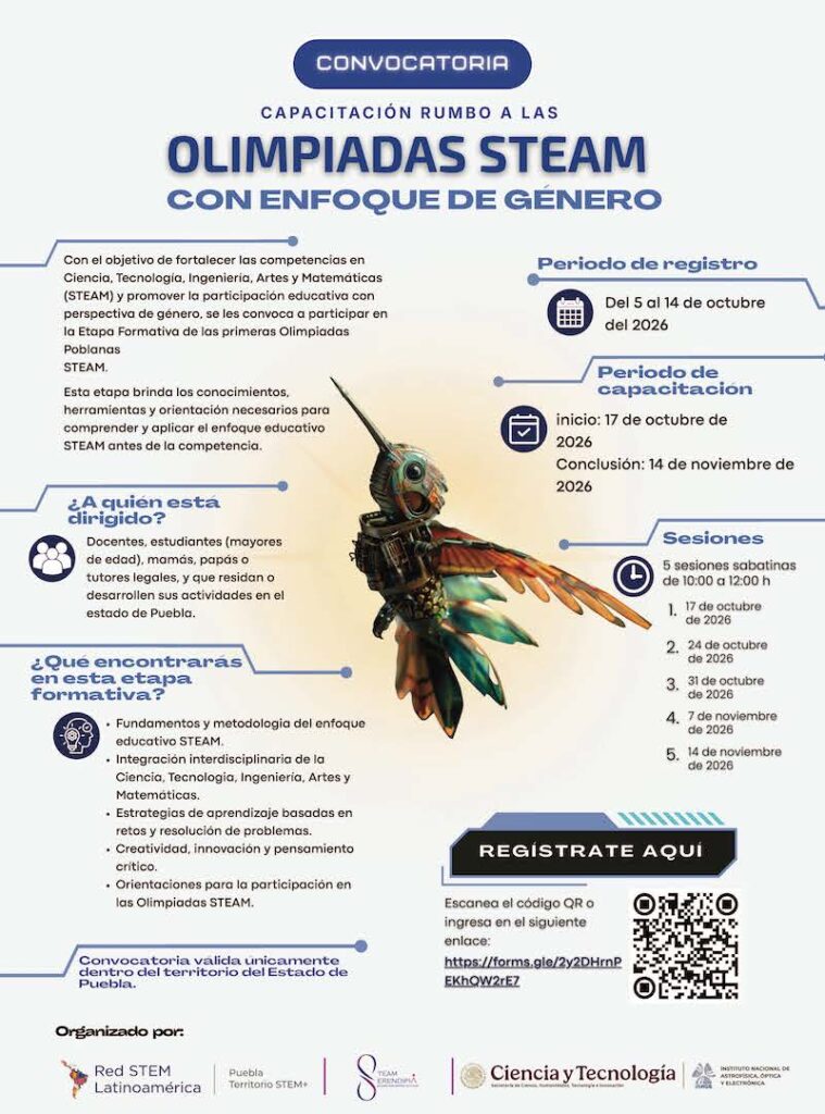 La Red STEM Latinoamérica, Territorio Puebla, impulsa las primeras Olimpiadas Poblanas STEAM con Perspectiva de Género